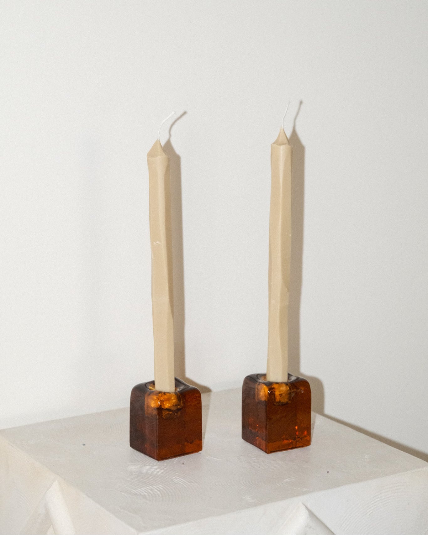 Beige Hand Carved Candle Tapers
