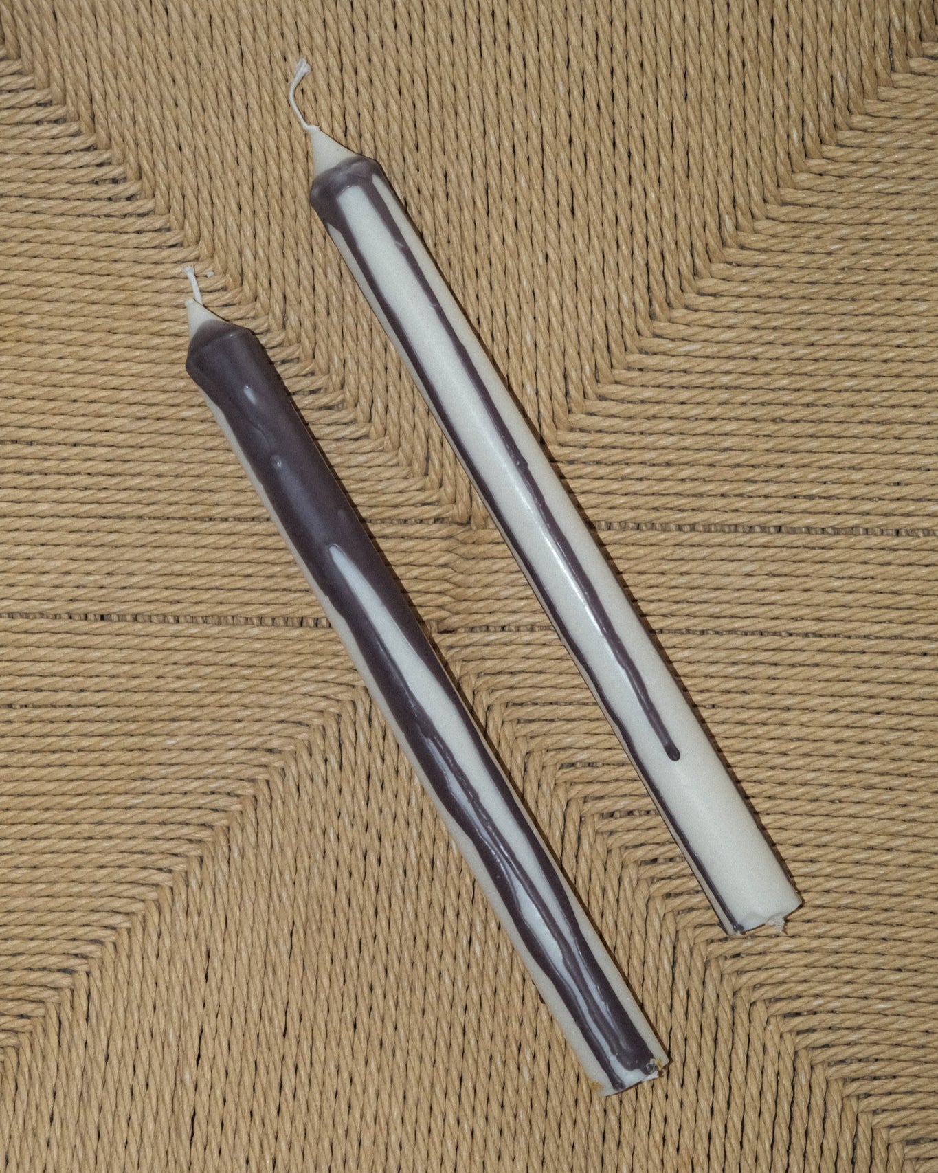 Charcoal + White Hand Carved Candle Tapers