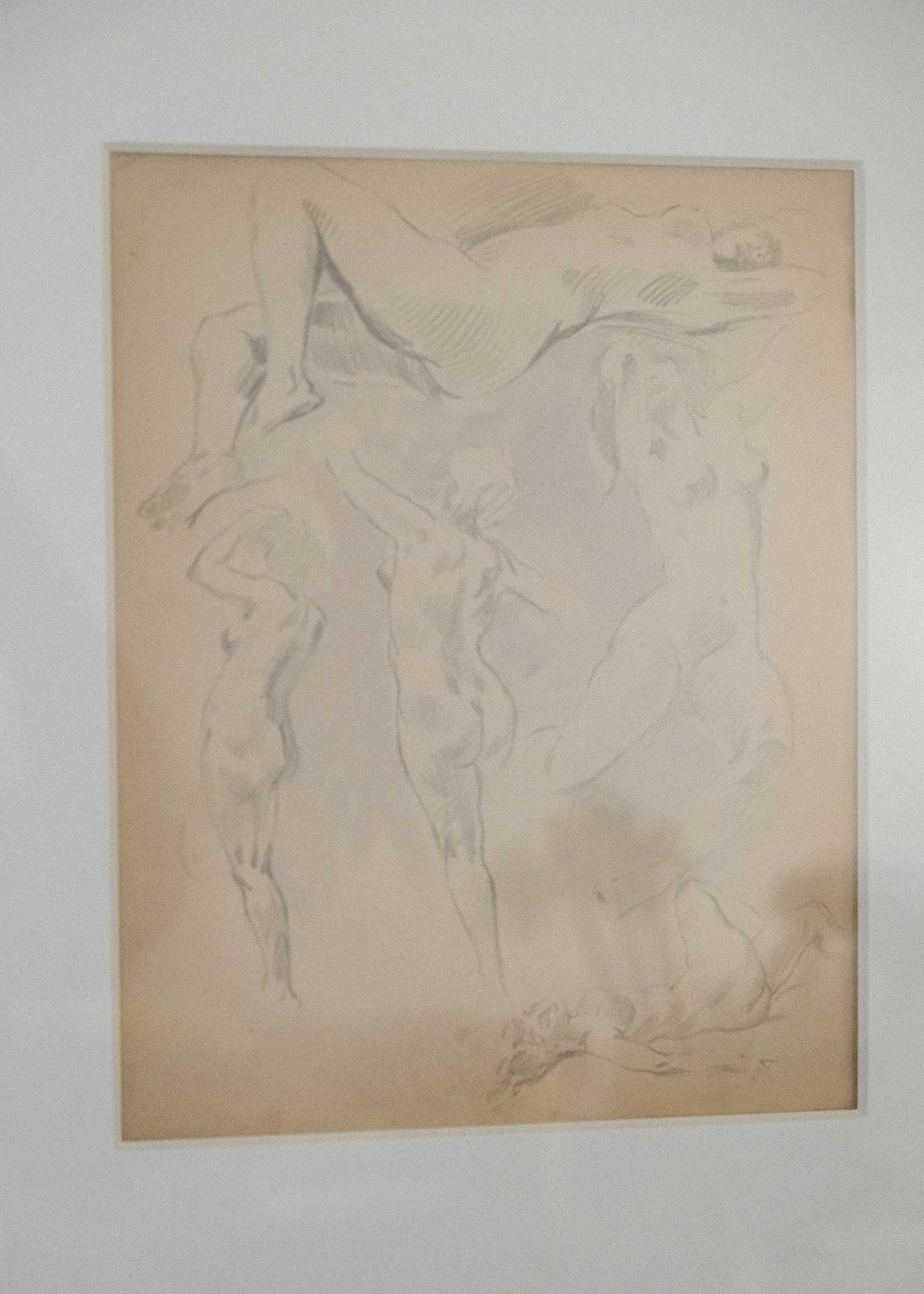 Artistic depiction of a nude figure on a beige background
