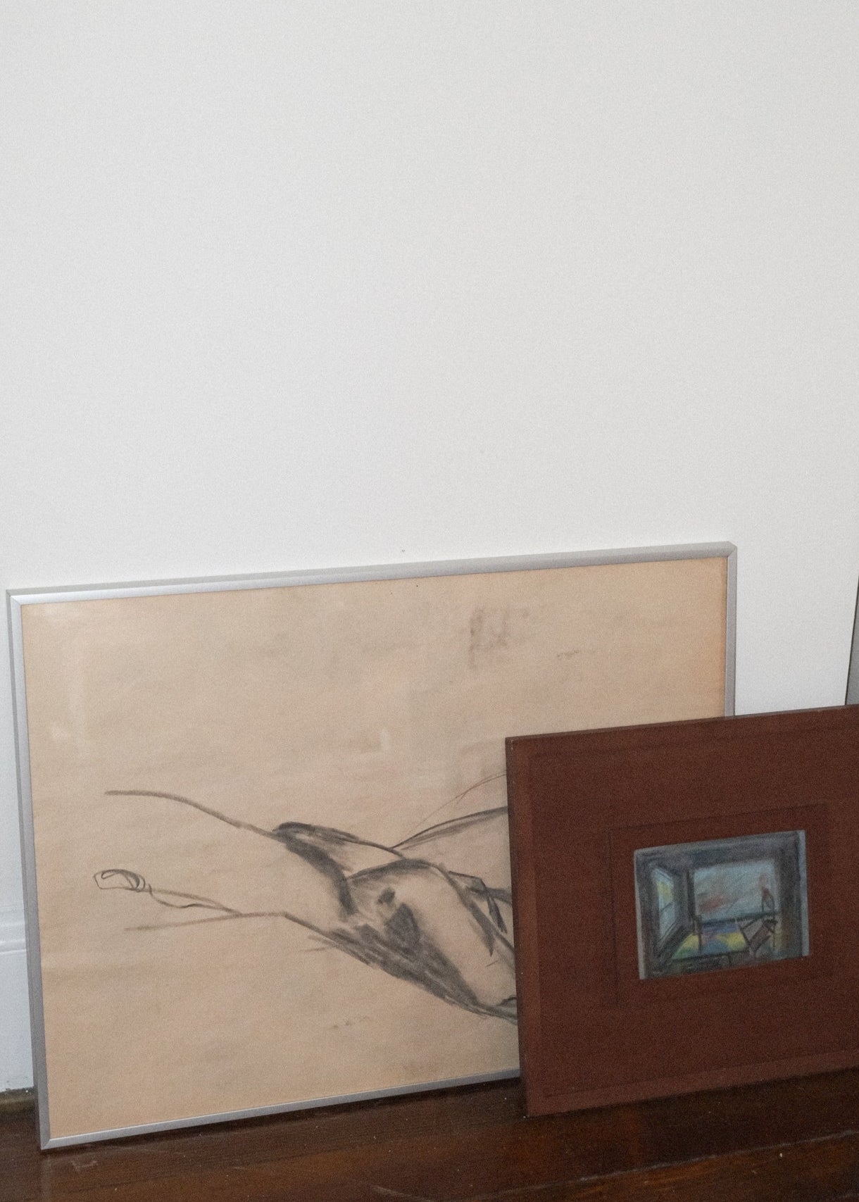 Vintage Nude Charcoal Framed Sketch