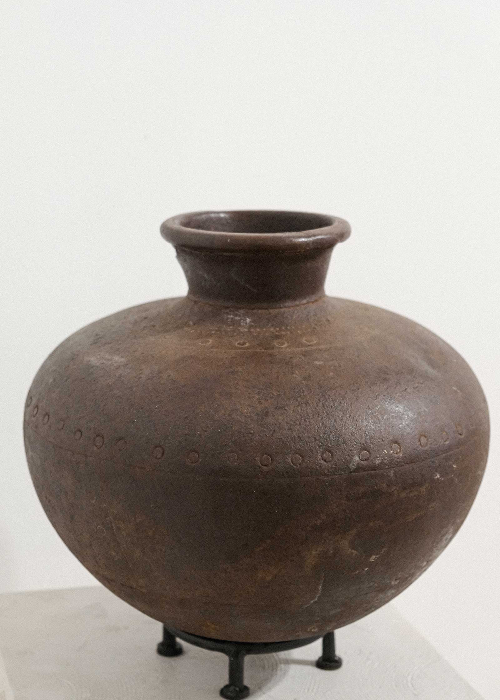vintage_large_round_metal_vase_wabisabi