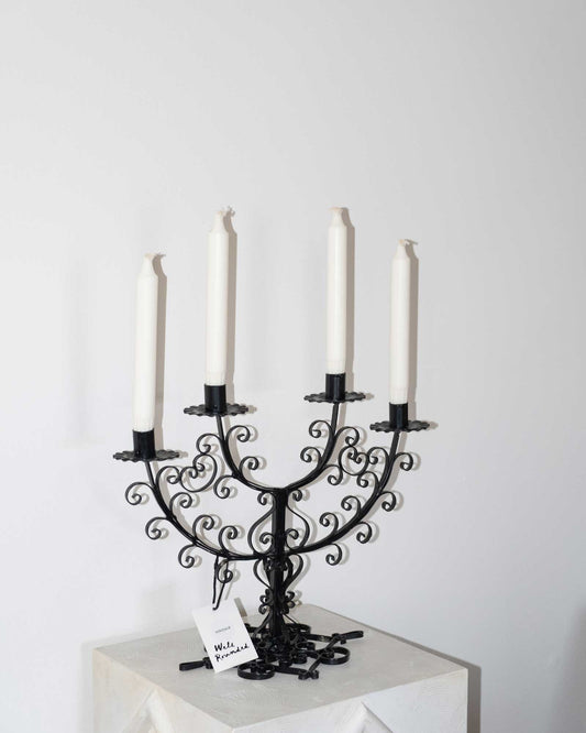 Vintage Wrought Iron Gothic Style 4-Arm Candelbara