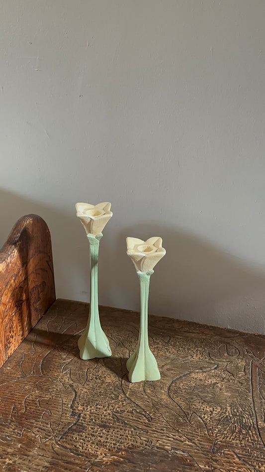 Vintage Cast Iron Tulip Candleholders