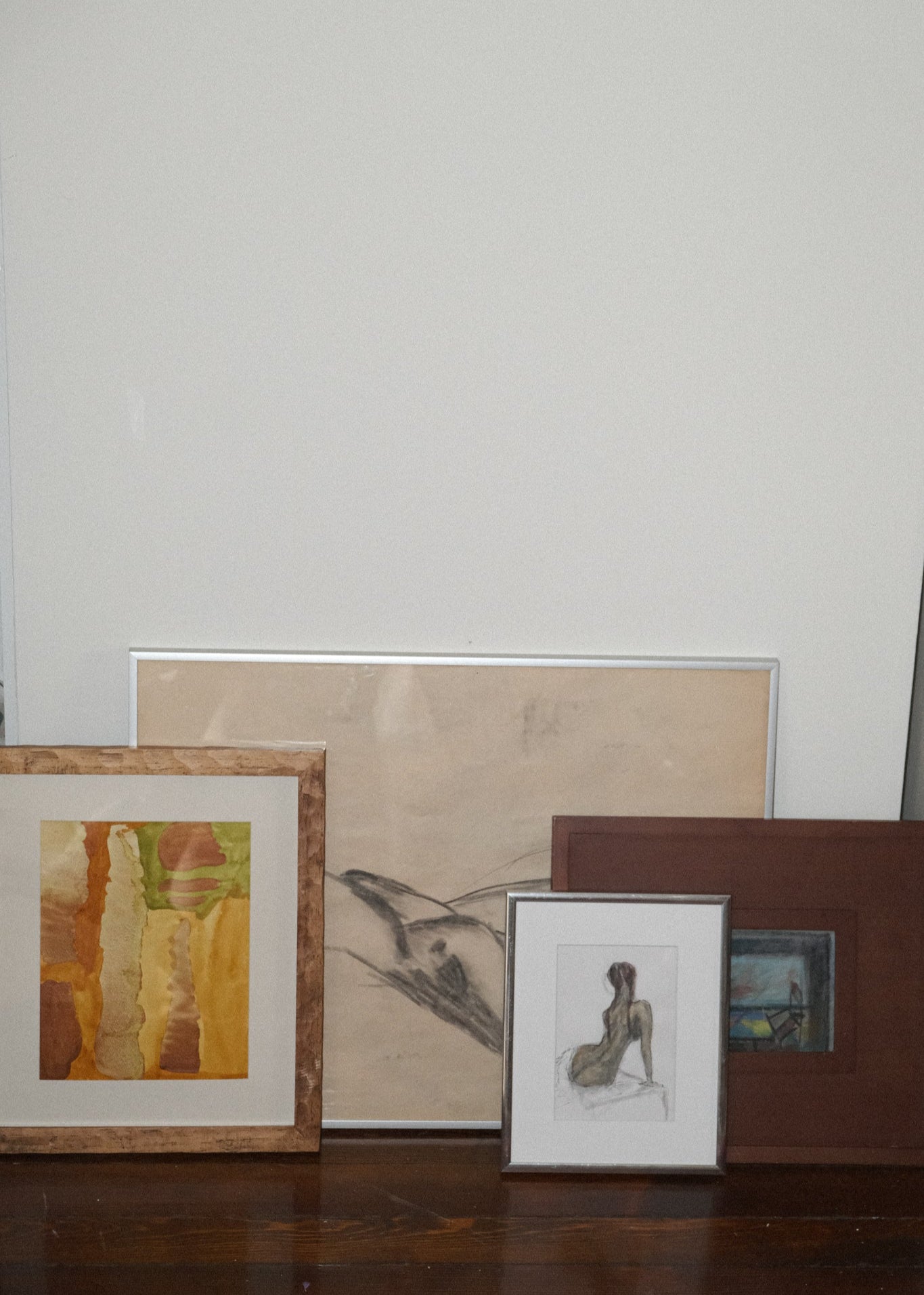 Vintage Mixed Media Nude Woman Sketch