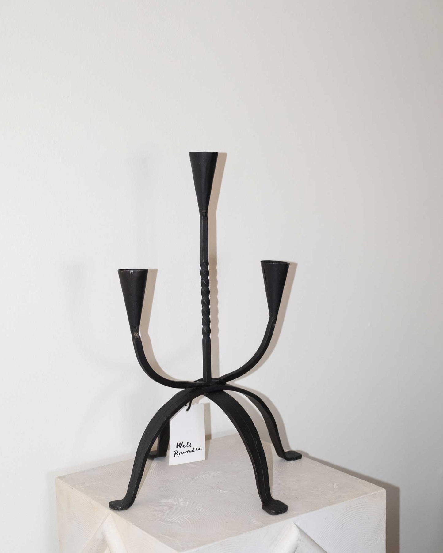 Vintage 3 prong wrought iron candelabra
