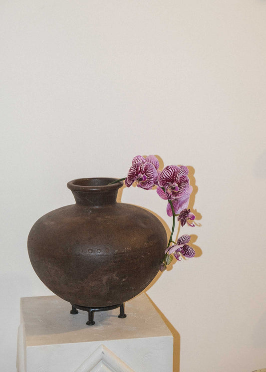 vintage_large_round_metal_vase_wabisabi