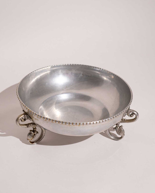 Vintage Silver Bowl with ornate flower details