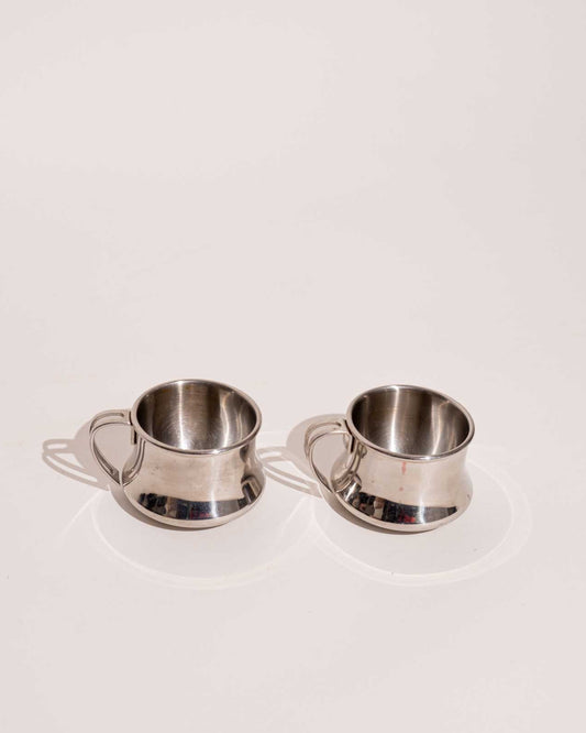 vintage set of stainless steel Italian espresso cups