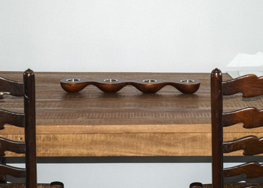 vintage teak 4 tealight holder