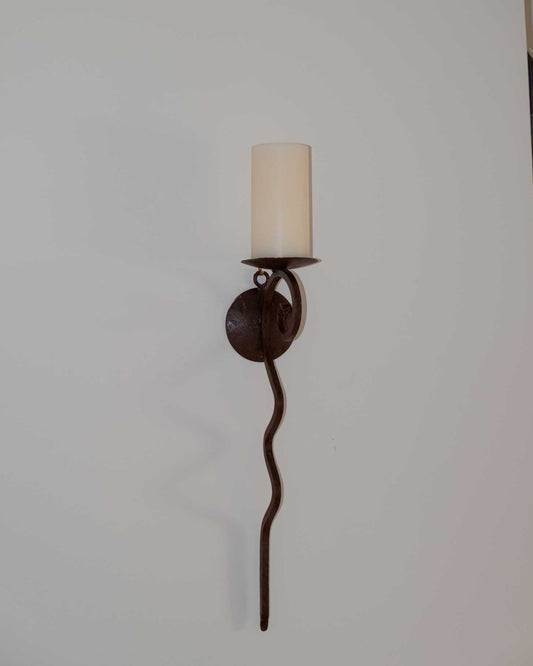 Vintage iron candle wall sconce