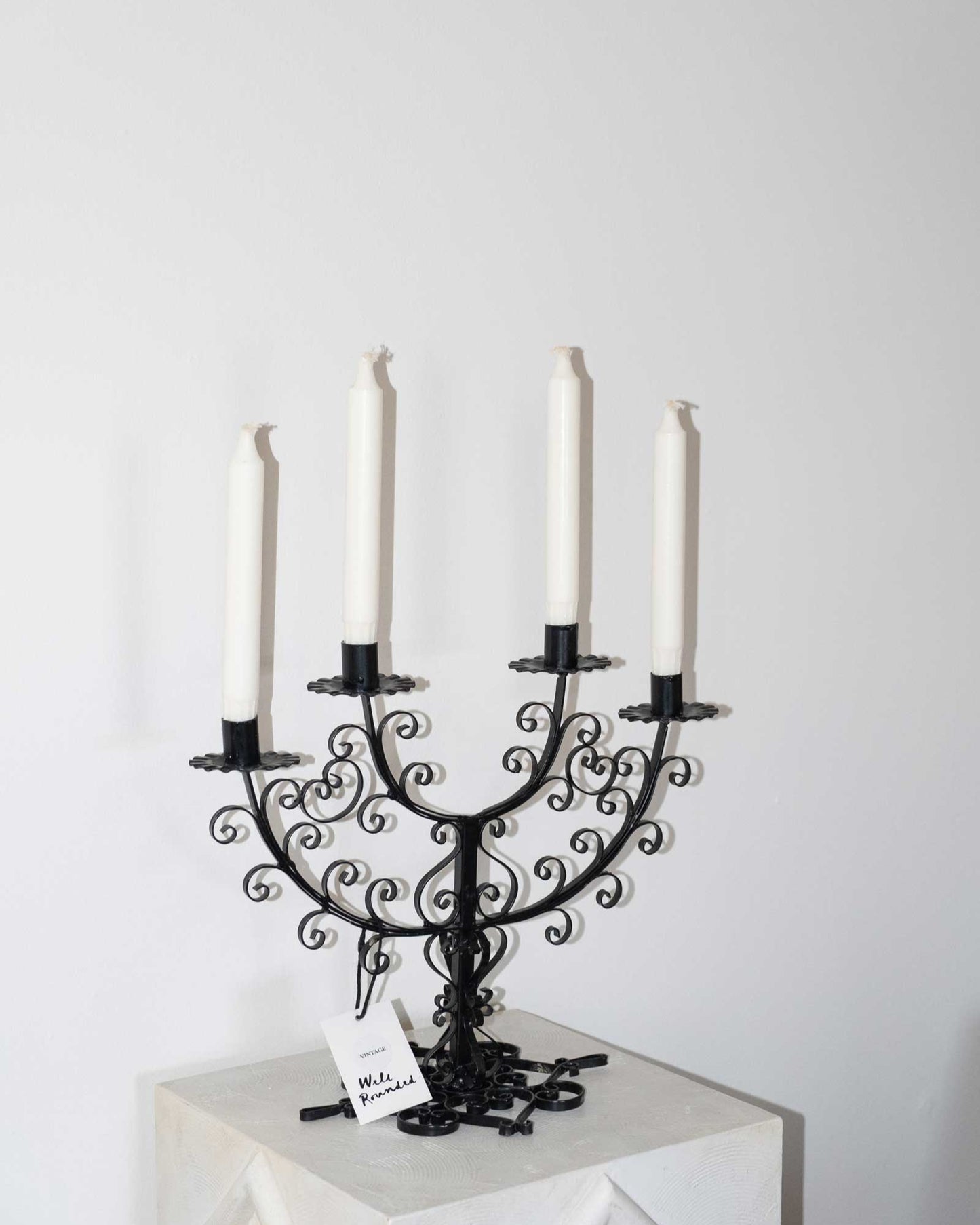 Vintage Wrought Iron Gothic Style 4-Arm Candelbara